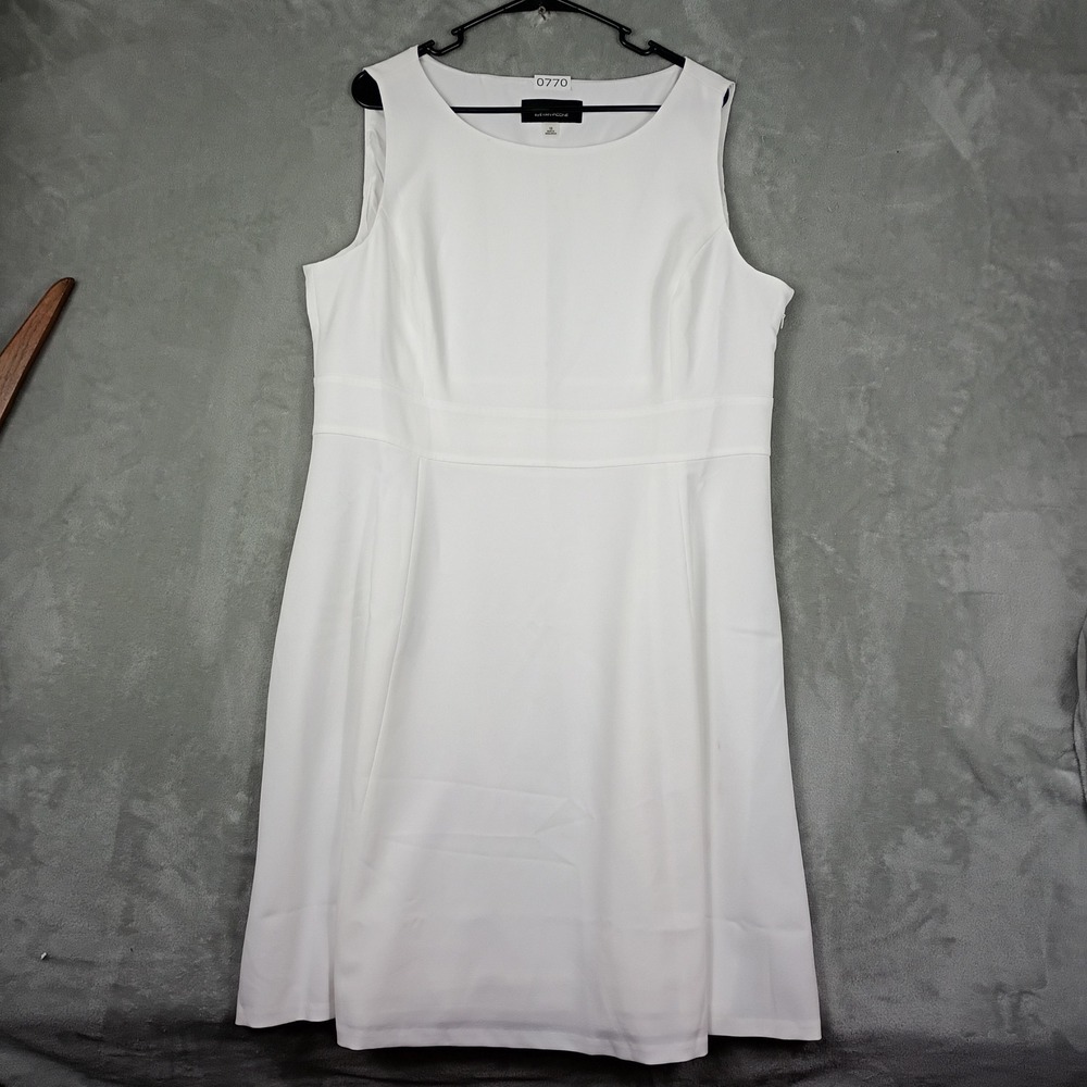 Evan-Picone Sheath Dress Womens 18 White Sleeveless Round Neck Formal Work Wear